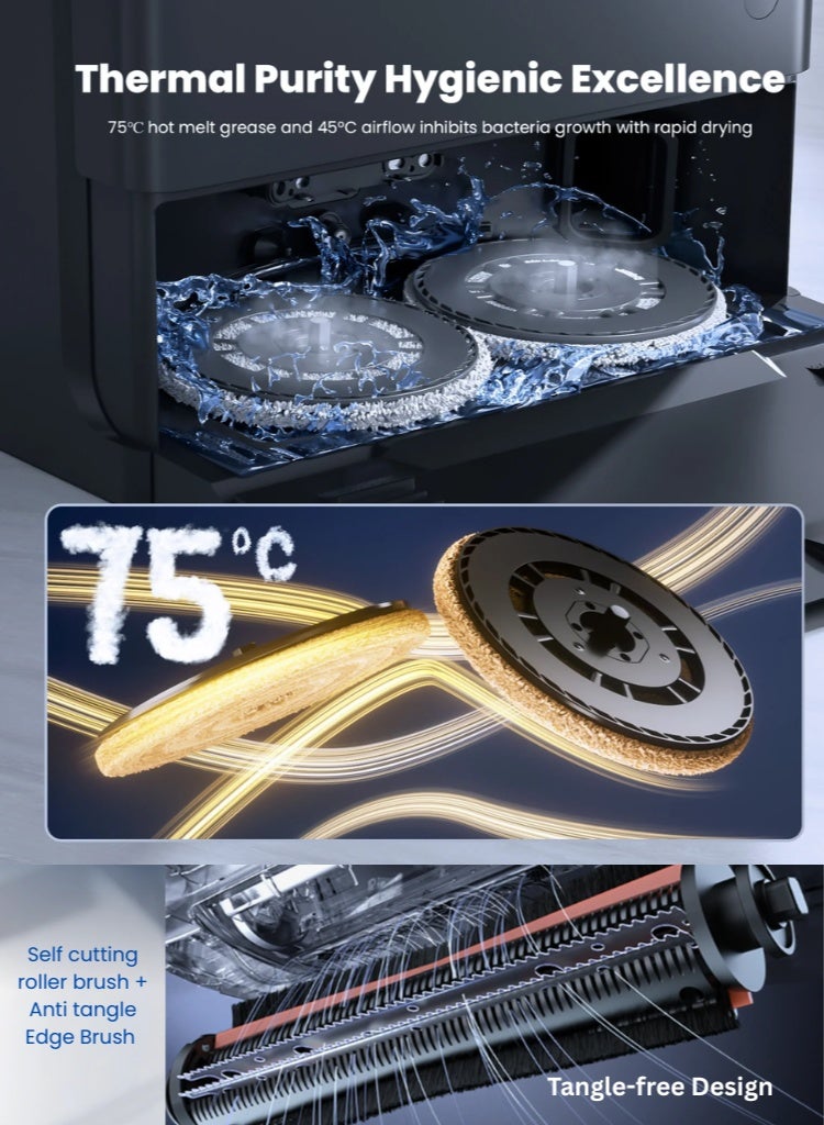 JONR X1 Max Robot Vacuum Cleaner and Mop, Powerful 20,000Pa Suction, 30mm Obstacle Climb, 75°C Hot Water Cleaning, Warm Air Drying, AI Obstacle Avoidance & 360° Navigation, All-in-One Station - Image 5
